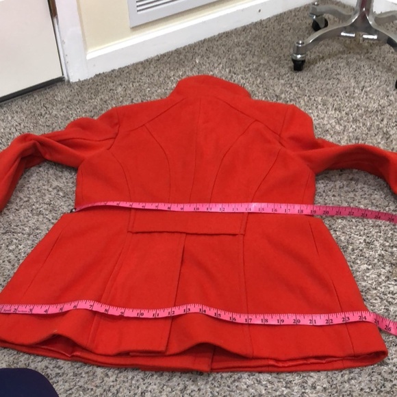 BCBGMAXAZRIA Peacoat Pea Coat Size Large Orange Red Wool Blend - Picture 11 of 13
